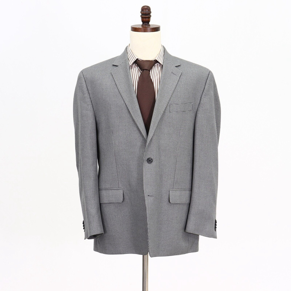Michael Kors 46R Gray Sport Coat Blazer Jacket Check 2B Polyester